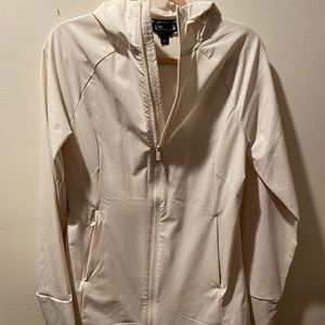 Athletic hooded zip front jacket